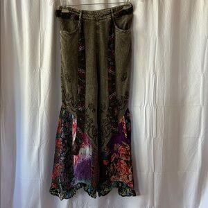 Young Threads Floral Patchwork Bell Palazzo Pants, Size M